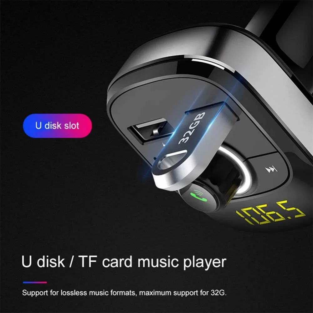 fm-модулятор Автомобильный MP3-плеер Bluetooth fm-передатчик комплект Hands-Free 3.1A двойной USB Автомобильное зарядное устройство type-c
