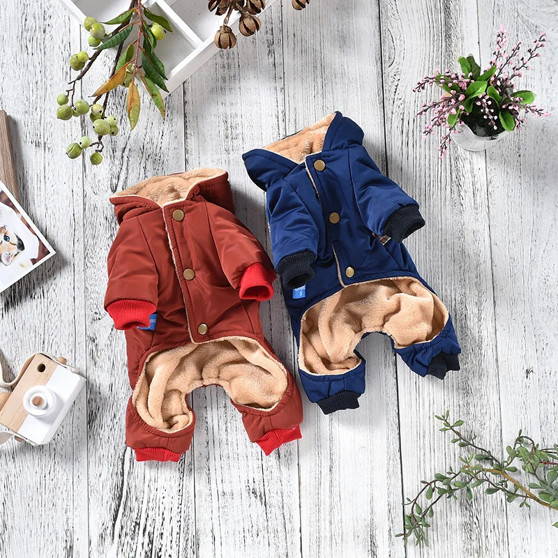 Клетчатая зимняя одежда для собак маленькая средняя утолщенная четырехногая