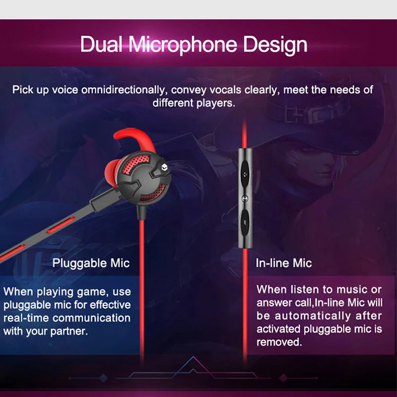 Somic G618 Игровые наушники-вкладыши с микрофоном для компьютера ноутбука 3 5 мм