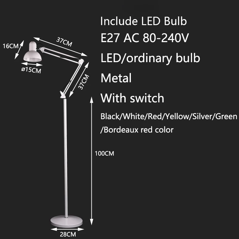 

Floor Lamp Nordic Minimalist Wrought Iron Adjustable Arm Stand light Loft Industrial Living Room Bedroom Decor Indoor Lighting