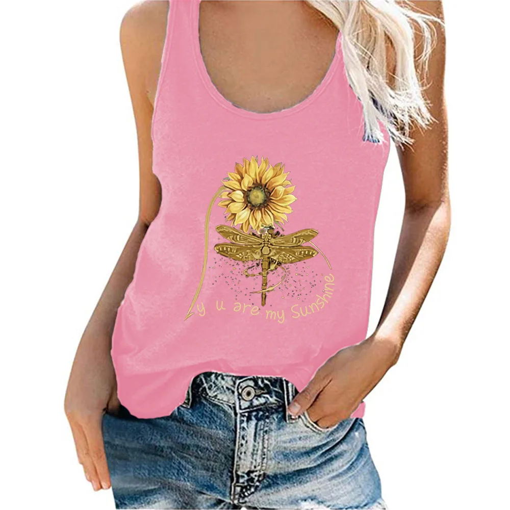 

Топ женский в стиле хиппи с принтом «You Are My Sunshine», повседневная майка без рукавов, подарок на день рождения