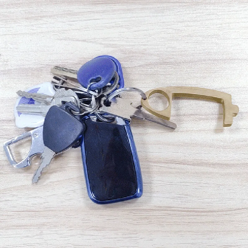

Portable Hygiene No Touch Brass Door Opener Handle Key Tool Avoid Touching Non-contact Contactless Safety Door Opener