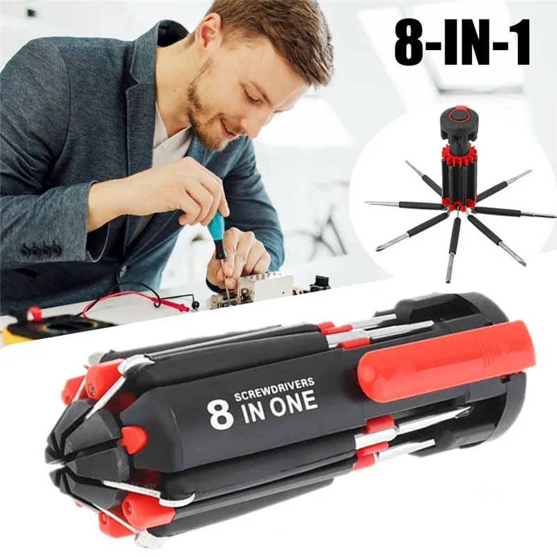 

8in1 Multi-functional for Home Appliance Repair Tools with LED Torch Light Screwdriver Screwdriver Set Home Industry