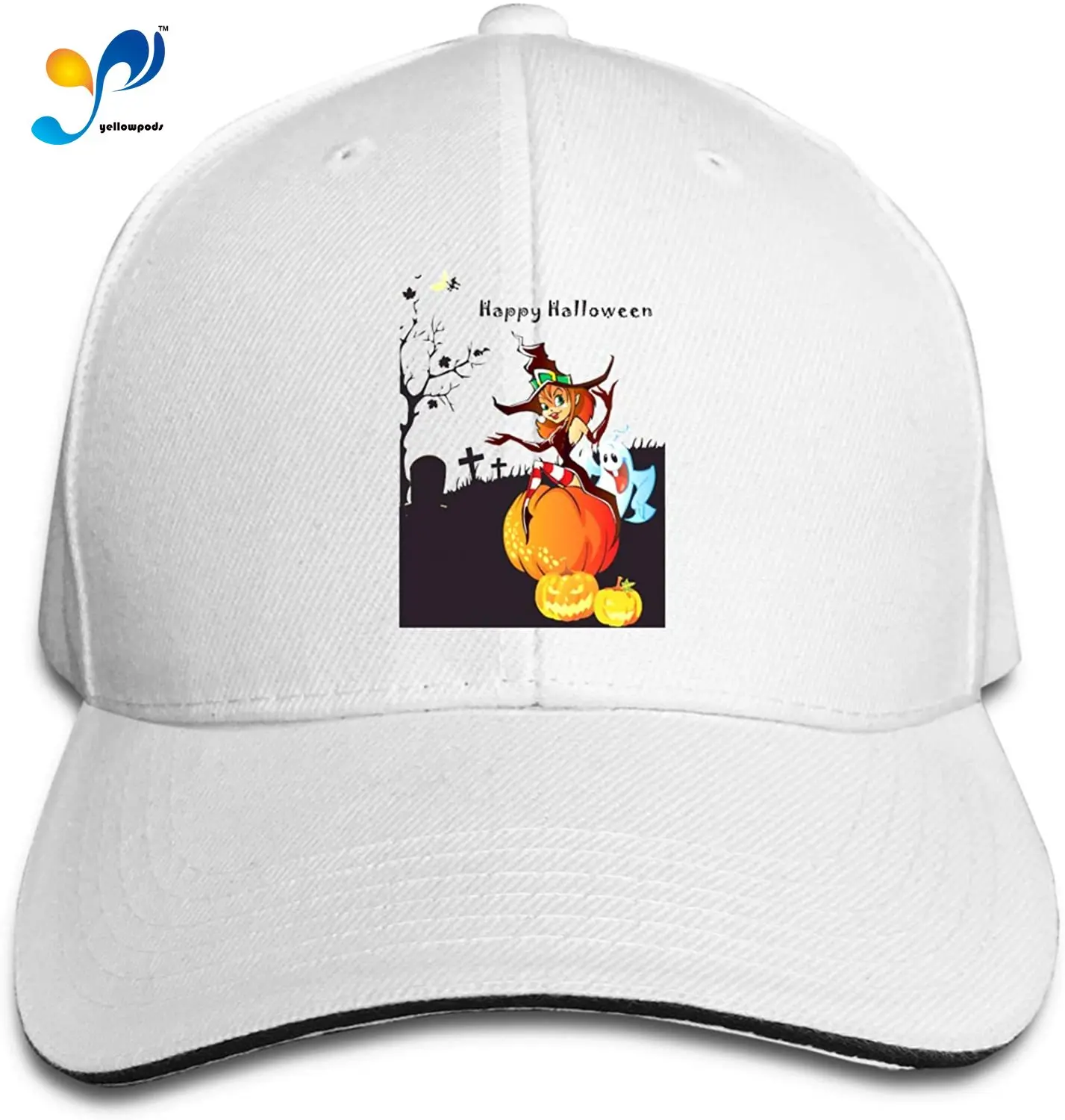 

Halloween Beauty Women Unisex Hip Hop Baseball Cap Golf Trucker Baseball Cap Adjustable Peaked Snapback Sandwich Hat Black