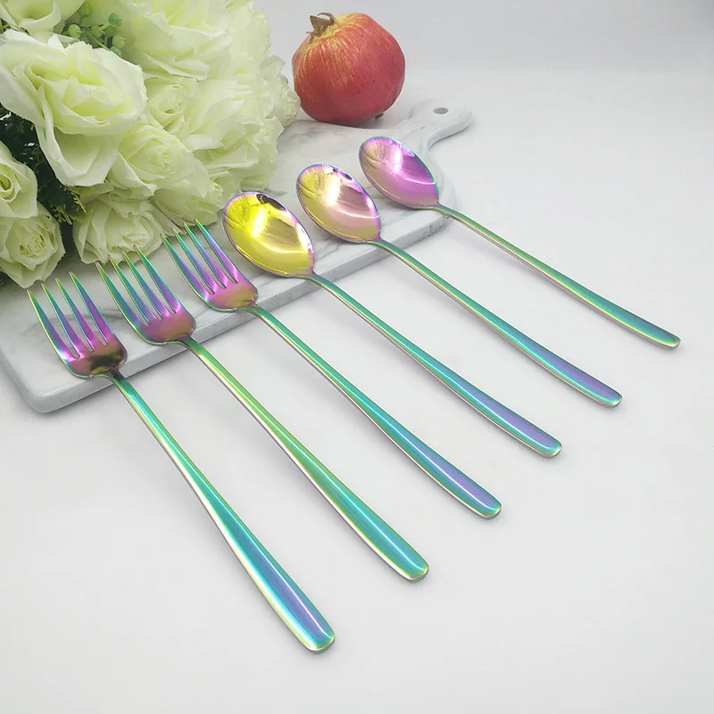 

6 шт., круглые вилки и ложки для риса из нержавеющей стали