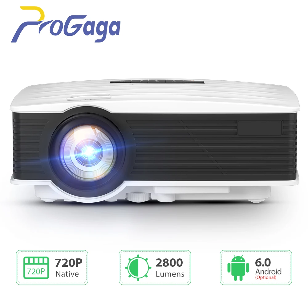 ProGaga GA9 мини проектор 2800 люмен Родной HD 1280x720P WI FI Бимер Портативный светодиодный