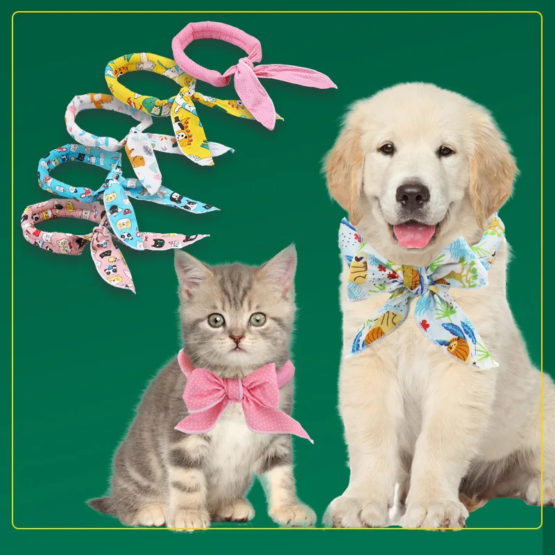 New Pet Accessories Cooling Pure Scarf For Summer outdoor Dogs Cats Washable Collar for Small Medium Large Dog Adjustable Safety