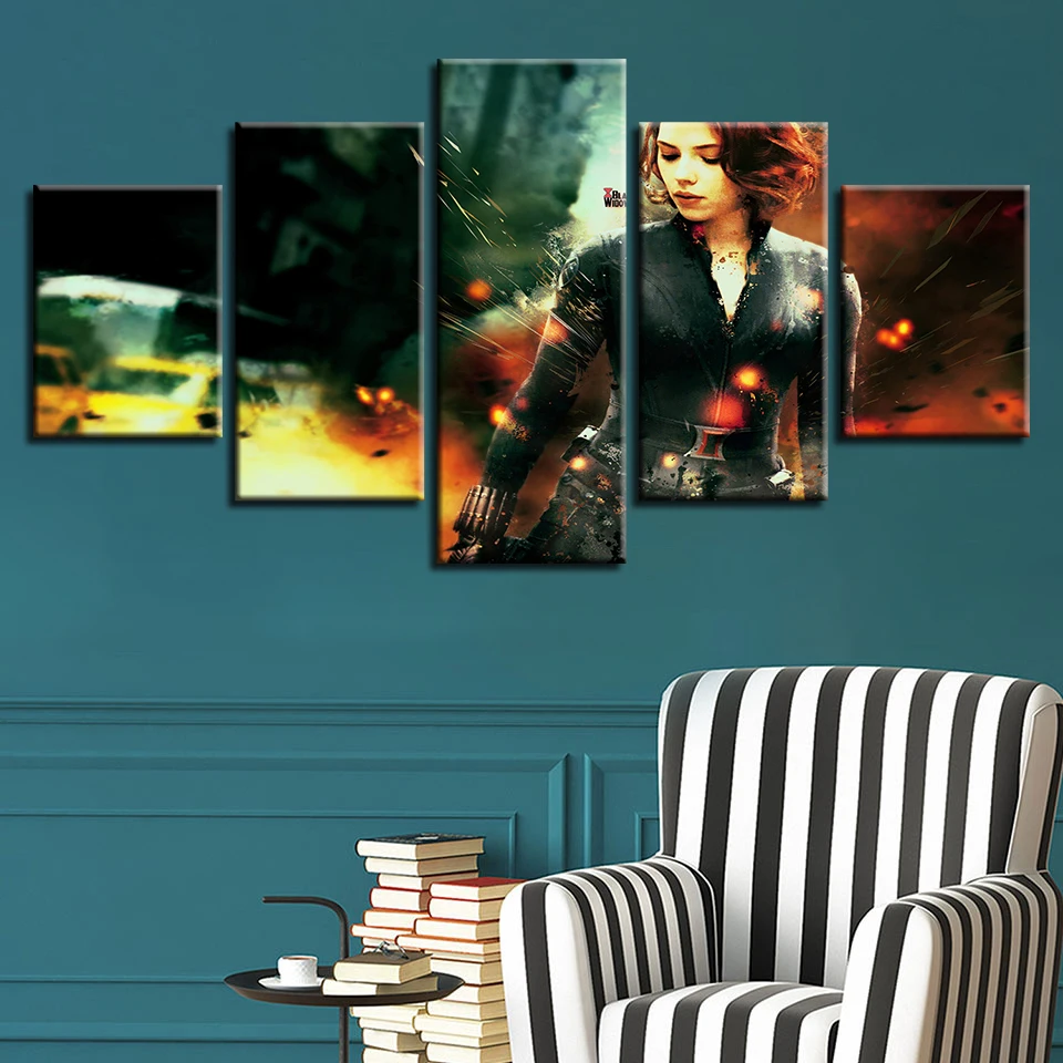 

5 Pieces Abstract Affectionate Black Widow Posters Modular Canvas HD Prints Paintings Wall Art Pictures Home Decor No Framed