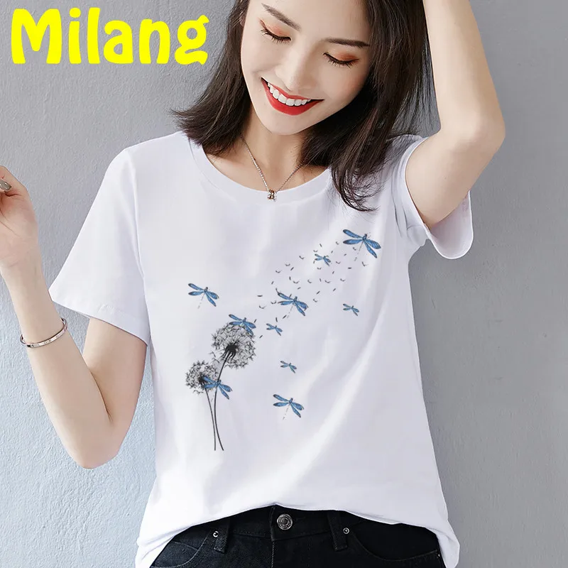 

Watercolor New Lovely Fashion Cute Mujer Camisetas White Top T Shirts Aesthetics Graphic Short Sleeve t-shirt Polyester T-shirt