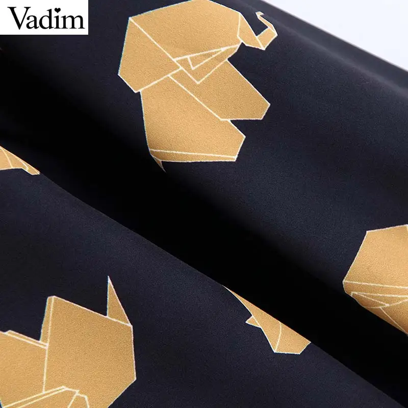 Vadim Женская стильная шикарная блузка с принтом отложной воротник рубашка длинным