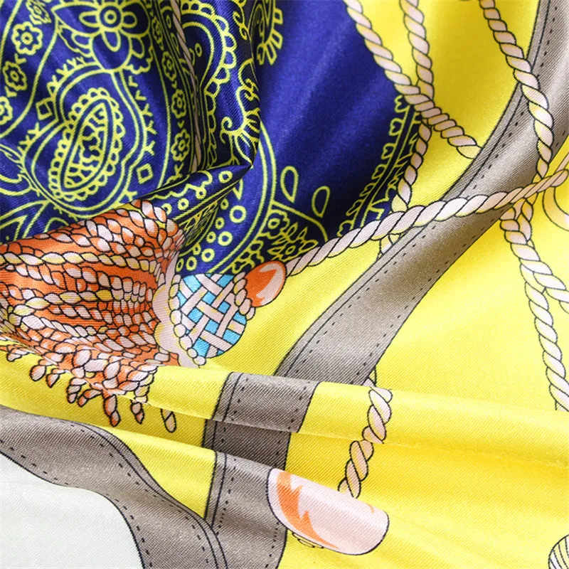 

Luxury Brand Women Chain Silk Scarf 90*90cm Satin Hijab Scarves Head Shawl Square Foulard Ladies Hair Bandana Bufanda Mujer