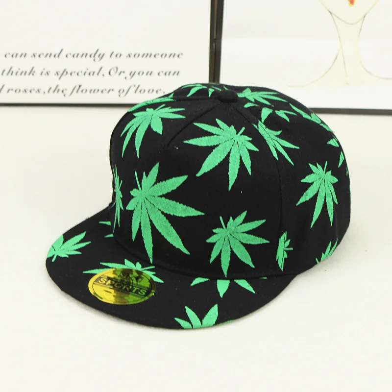 Green Новая мода вышивка лист белая кепка сорняки Snapback Головные уборы для мужчин и женщин хлопок хип-хоп облегающая Бейсболка подарок на день рождения - Цвет: Green
