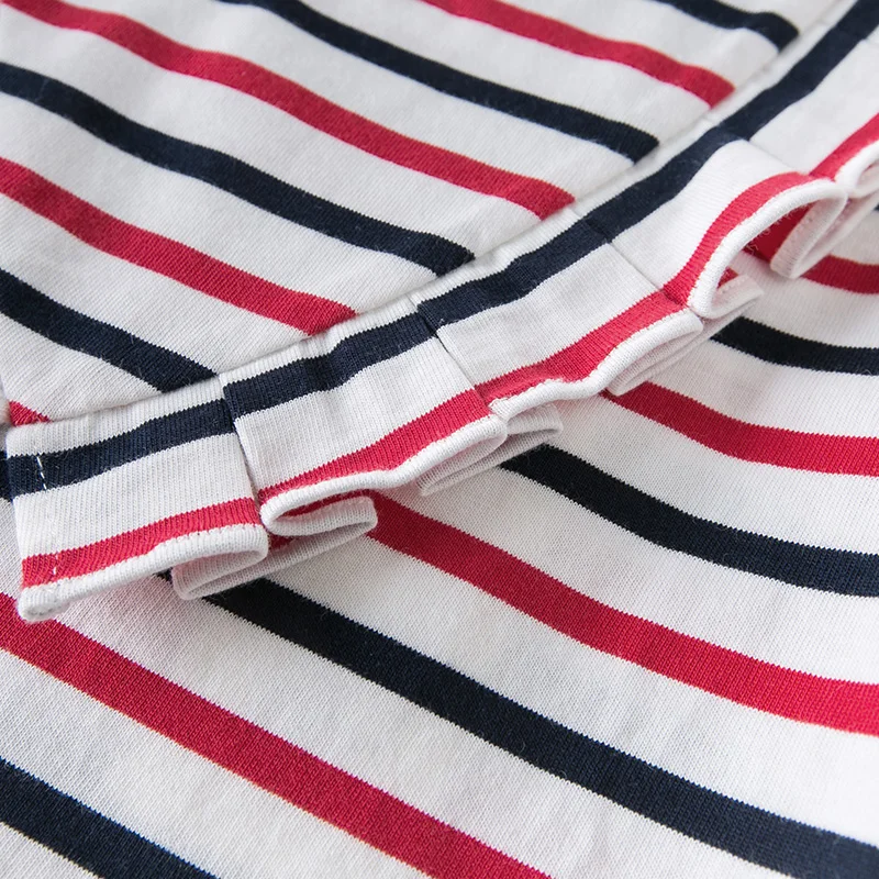 DKH13292 dave bella summer 5Y-13Y kids clothes children fashion striped letter ruched T-shirt girls high quality tees | Детская одежда