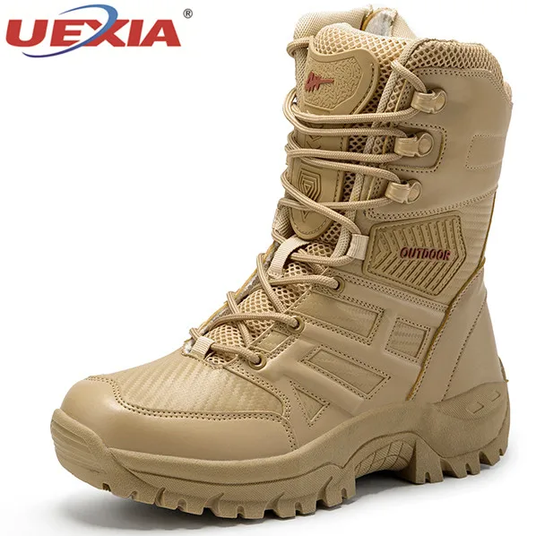 

NEW Handmade Ankle Men's Military Boots Resistant Combat Mens Outdoor Ankle Tactical Big Size Army Male Shoes Motocycle Footwear