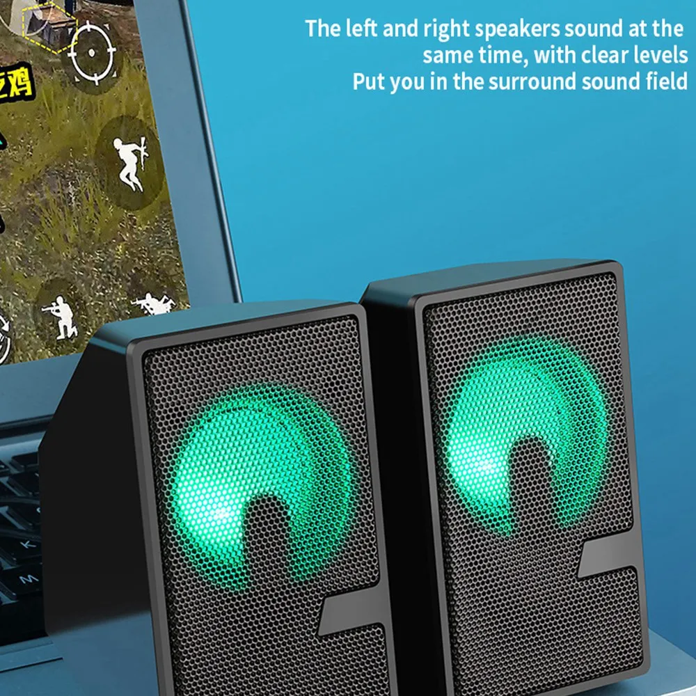 Миниатюрная Колонка для компьютера проводная USB-Колонка со светодиодсветильник