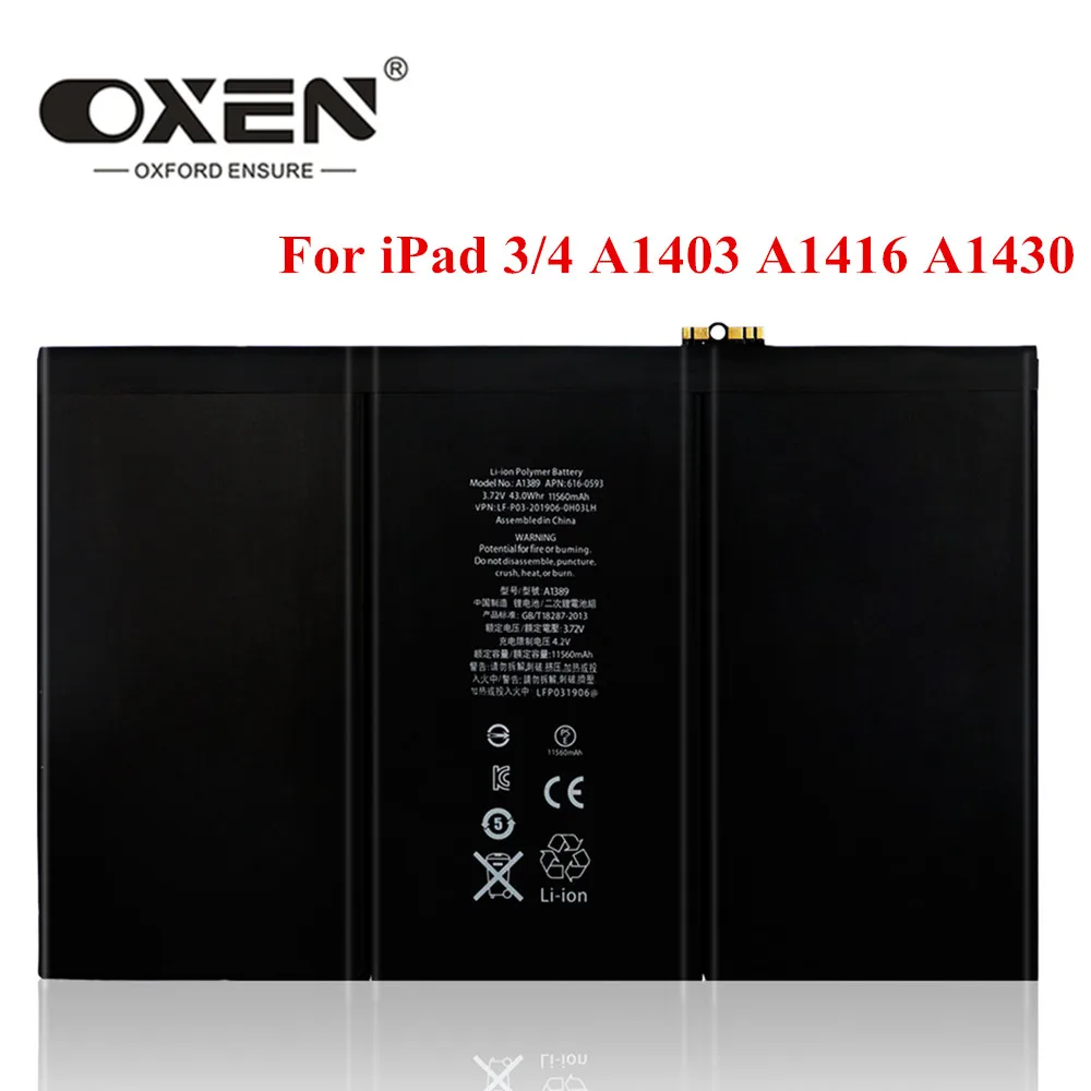 Аккумулятор OXEN A1389 для планшета iPad 3 4 11560 мАч сменные батареи A1403 A1416 A1430 A1433 A1459 A1460