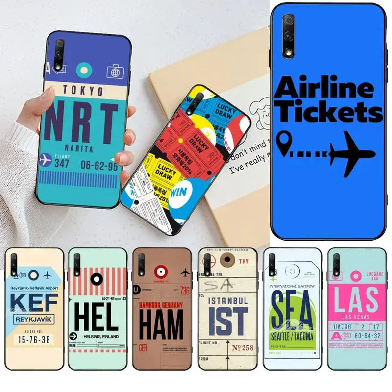 HPCHCJHM Air билеты лейбл жесткий ТПУ Черный чехол для телефона корпус Huawei Honor 20 10 9 8 8x 8c