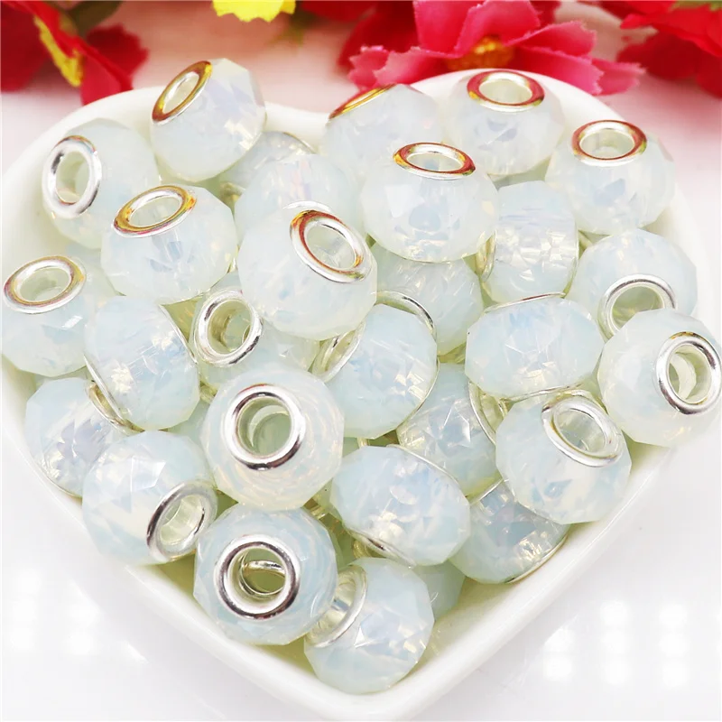 

10Pcs Big Hole Faceted Glass Crystal European Spacer Beads Fit Pandora Charms Bracelet Hair Beads DIY Pendant Necklace Jewelry