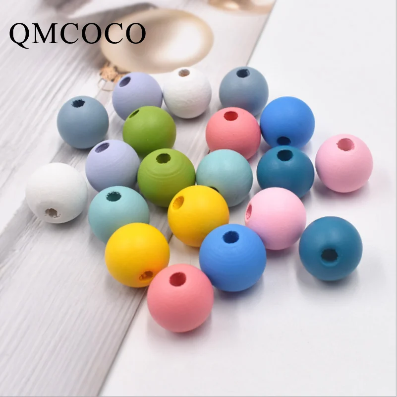 DIY 50Pcs Candy Color Wooden Round Beads Handmade Custom Decorations Fashion Crafts Children's Jewelry Baby Toys Accessories