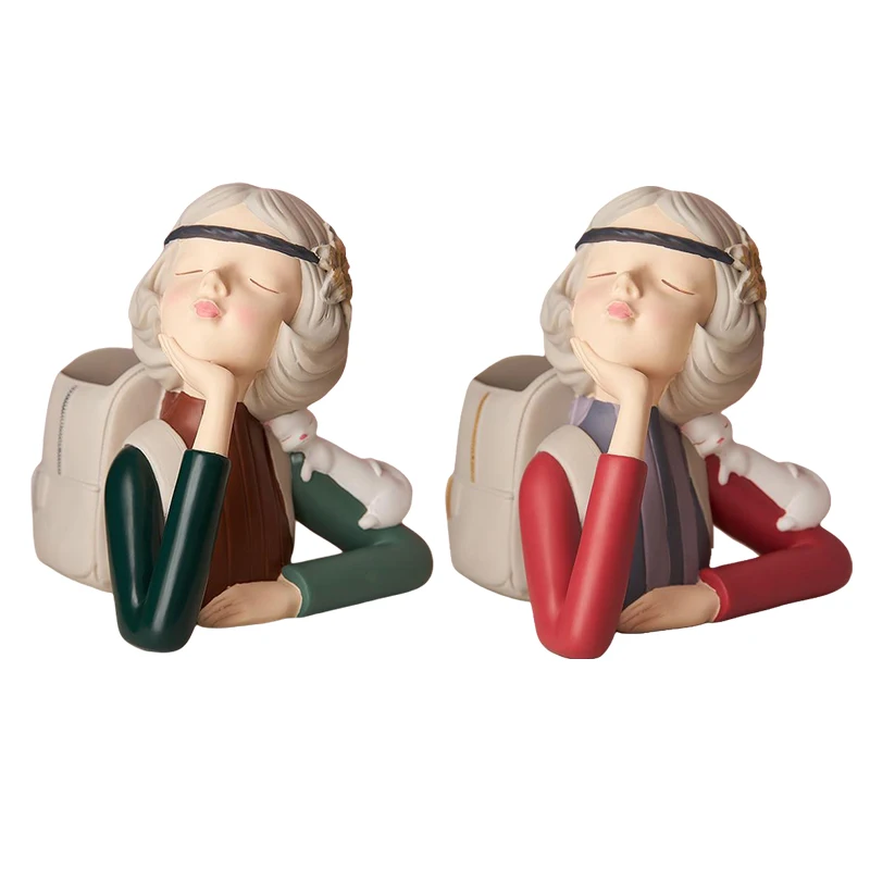 

Bubble Girl Resin Pen Holder Desktop Organizer School Office Pencil Holder Organizer Desk Accessories