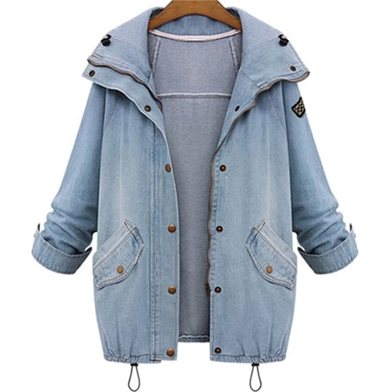 

Two Piece Jeans Jacket Women Denim Women Winter Coat Hooded Casual Long Sleeve Thick Streetwear Jacket Boyfriend Coats