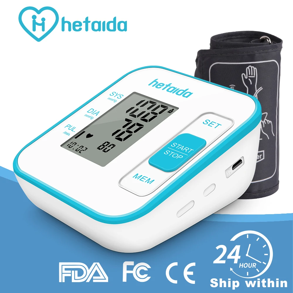 

Автоматический прибор для измерения артериального давления HeTaiDa, цифровой Ручной Тензиометр, медицинский Сфигмоманометр для измерения арт...