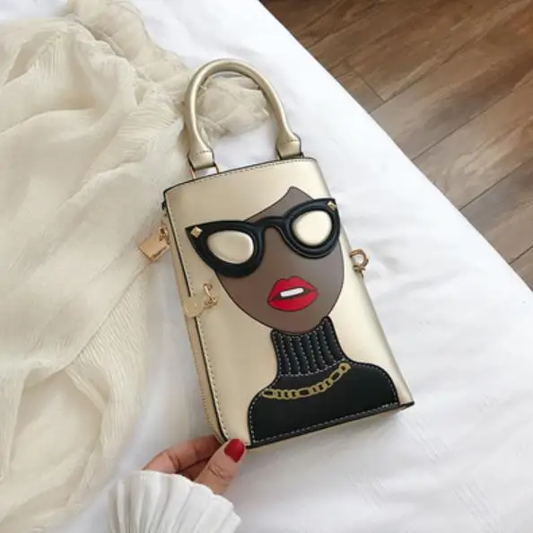 gold black face Стиль, сексуальная женская мода, узор, серьги, украшенные, женские сумки, женская сумка через плечо, сумка-мессенджер, повседневная сумка - Цвет: gold black face