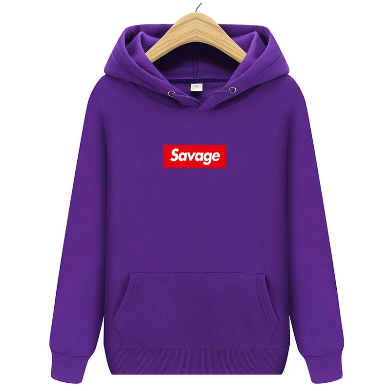 Осенне-зимняя Модная брендовая толстовка с капюшоном с надписью Savage Mans уличные мужские толстовки-худи хип-хоп спортивные костюмы мужские толстовки - Цвет: Фиолетовый