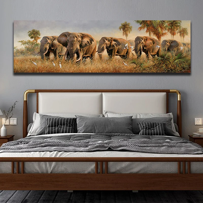 Африканские слоны животные картина маслом печать холст декоративные фотографии