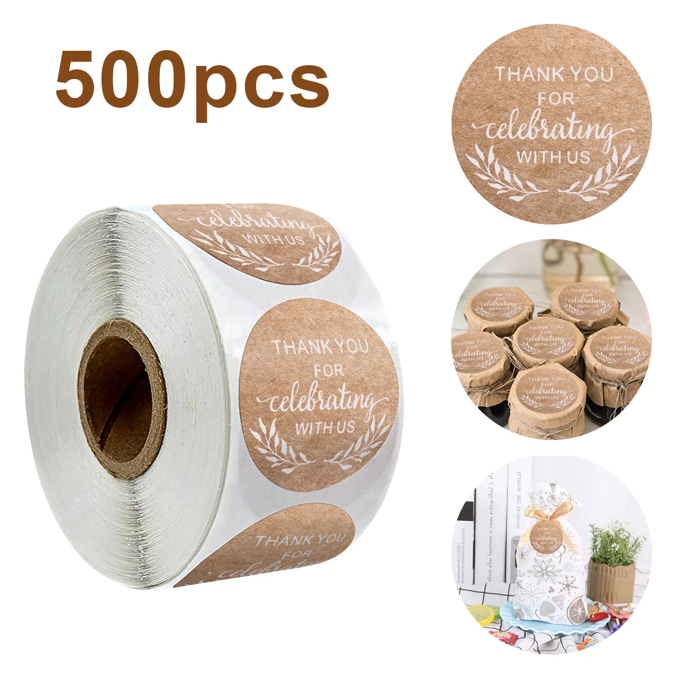 500 шт. ярлыки с надписью Thank You стикеры из натуральной крафт бумаги ручной работы