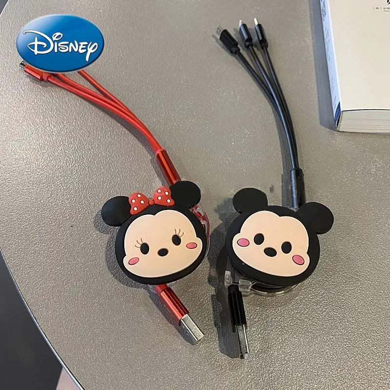

Disney Mickey Car Charging Cable Couple Cute One with Three Data Cable Fast Charging Retractable Cable