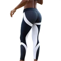 mesh pattern print leggings fitness leggings for women sporting workout leggins elastic slim black white pants