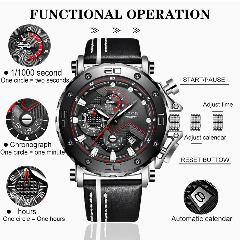 New Fashion Watch Men LIGE Top Brand Sport Watches Mens Quartz Clock Man Casual Military Waterproof WristWatch Relogio Masculino