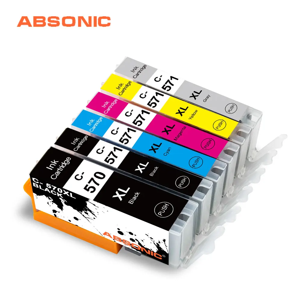 Абсоник 6PK PGI 570 CLI 571 картридж XL для Canon PIXMA MG5750 MG5751 MG5752 MG6850 MG6851 MG6852 TS6050