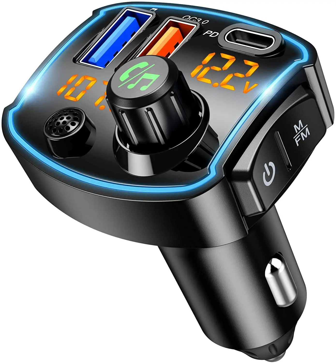V5.0 Bluetooth FM передатчик для автомобиля QC3.0 Тип C PD 18 Вт быстрой зарядки с usb портом