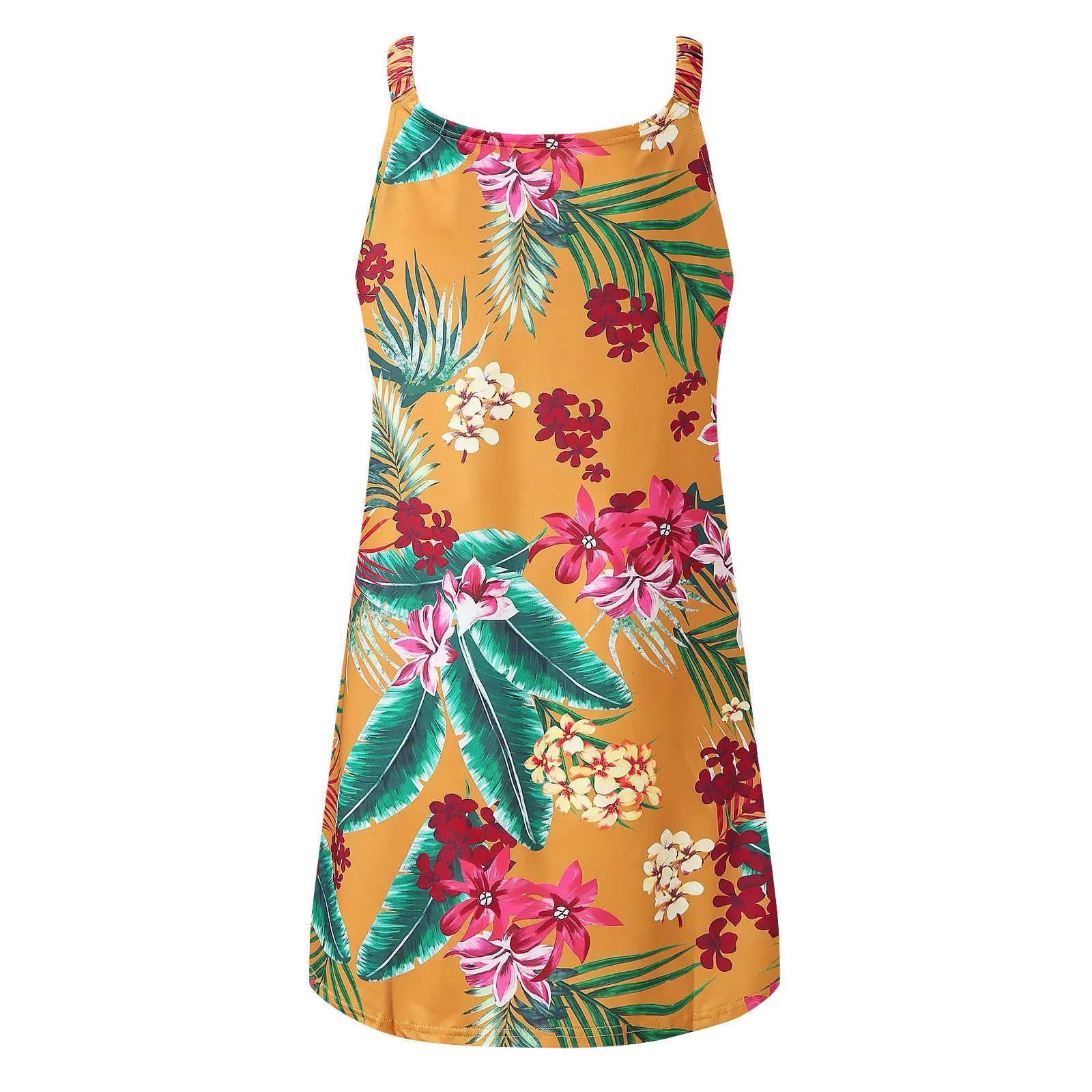 

Women Casual Boho Beach Print Dress Vogue Round Neck Sleeveless Loose Mini Dress Plus Size Harajuku Cotton Short Dresses#G