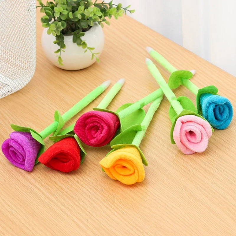 

2 Pcs Rose Flower Ball Pen Quality Stationery Supplies School Office Kids Gift