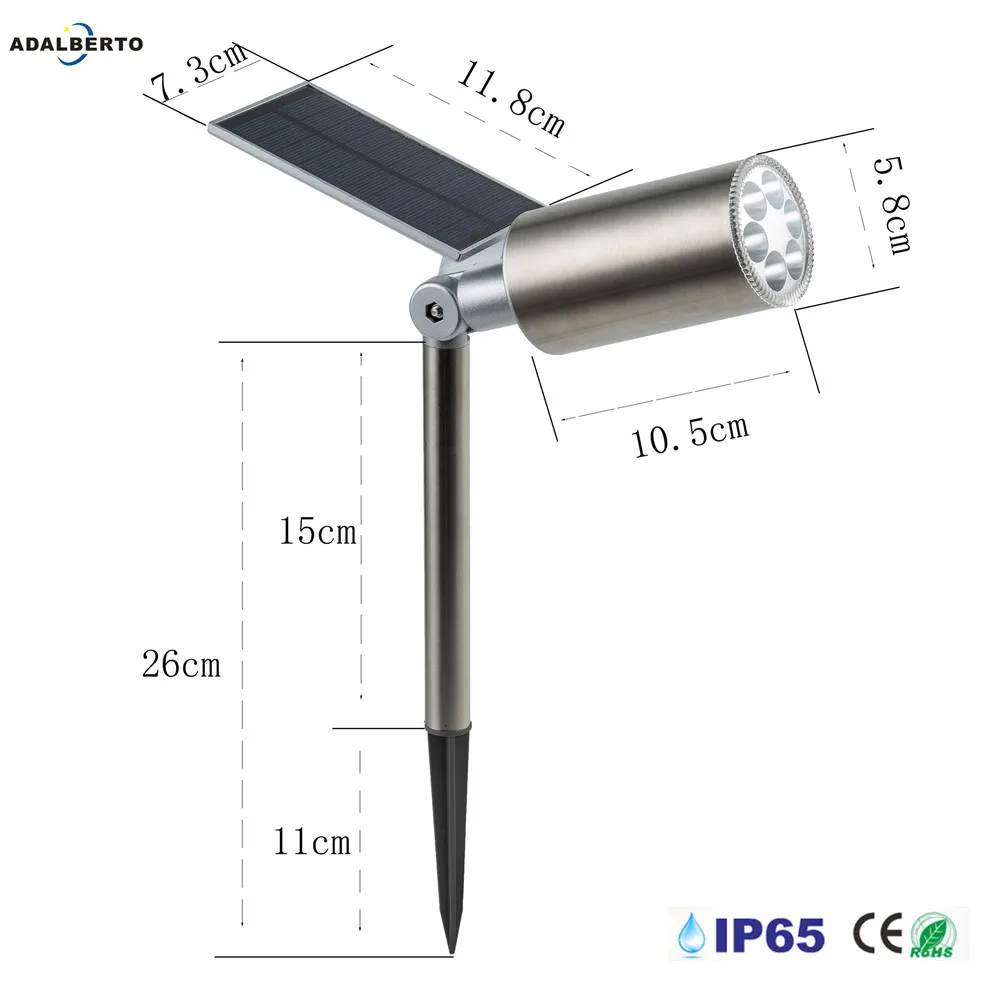 Светодиодный светильник на солнечной батарее регулируемый Точечный IP65