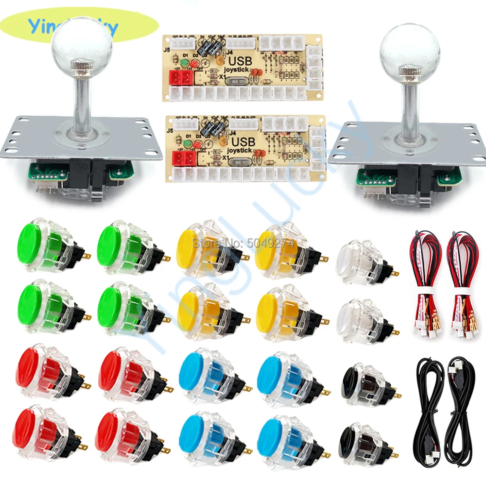 

Комплект для аркадных игр с нулевой задержкой, USB-кодировщик, копия джойстика Sanwa для ПК, прозрачная кнопка для аркадных игр, для игровых автоматов