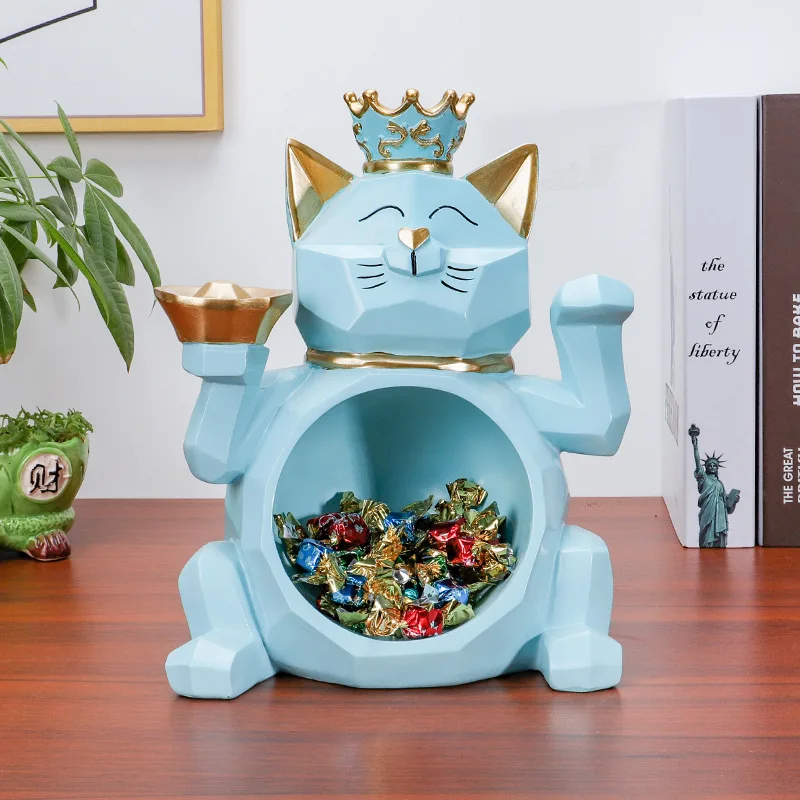 

Креативный домашний геометрический маятник в европейском стиле с кошкой на удачу для хранения входных ключей, украшение для дома, статуя из...