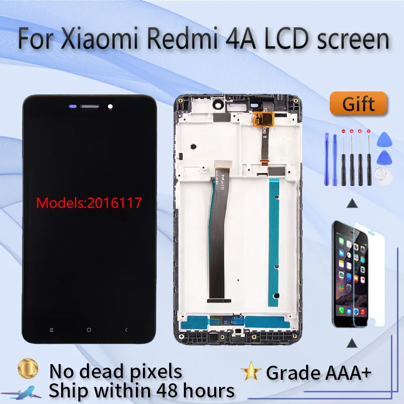 

Для XIAOMI Redmi 4A Оригинальный ЖК-экран в сборе с передним корпусом черный белый с ремонтным инструментом и закаленной пленкой