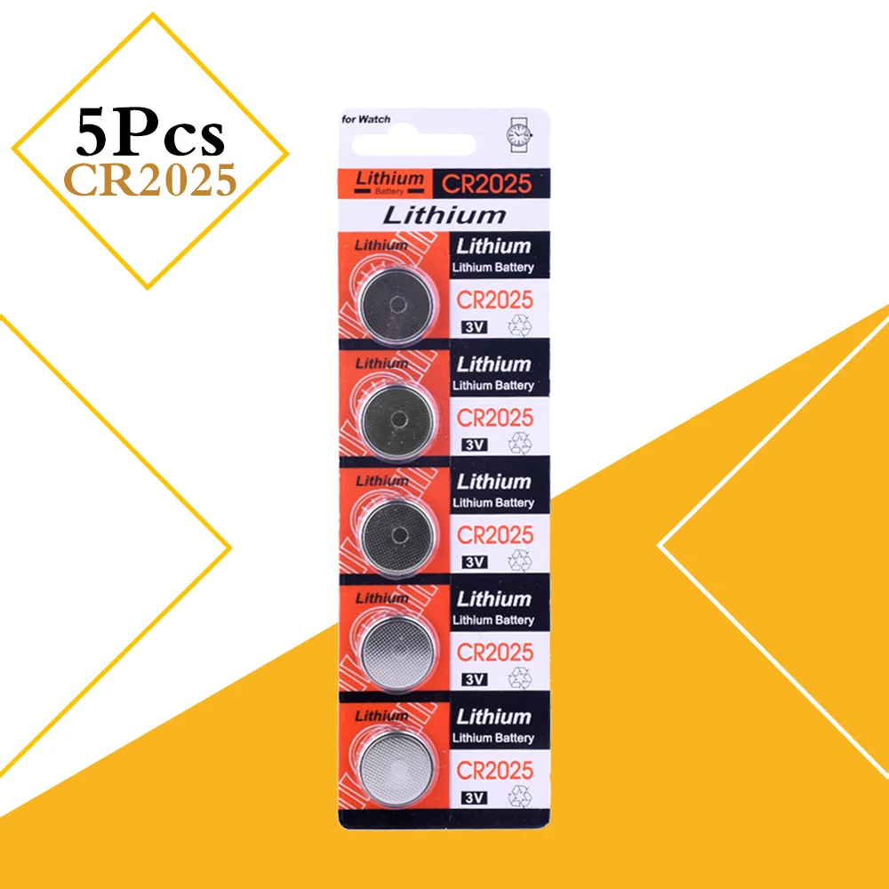 

YCDC Button Batteries 5pcs BR2025 DL2025 CR2025 Coin Battery 3V CR 2025 For Watch Electronic Car Key toys Electronic Remote
