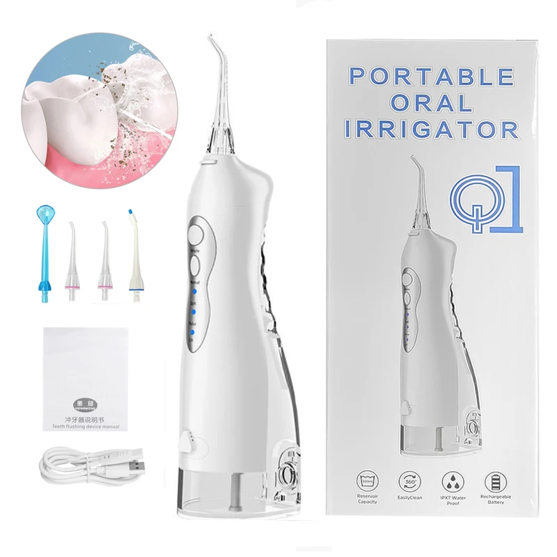 

3 Modes Oral Irrigator USB Rechargeable Water Floss 4 Jet Portable Dental Water Flosser Jet 220ml Irrigator Dental Teeth Cleaner
