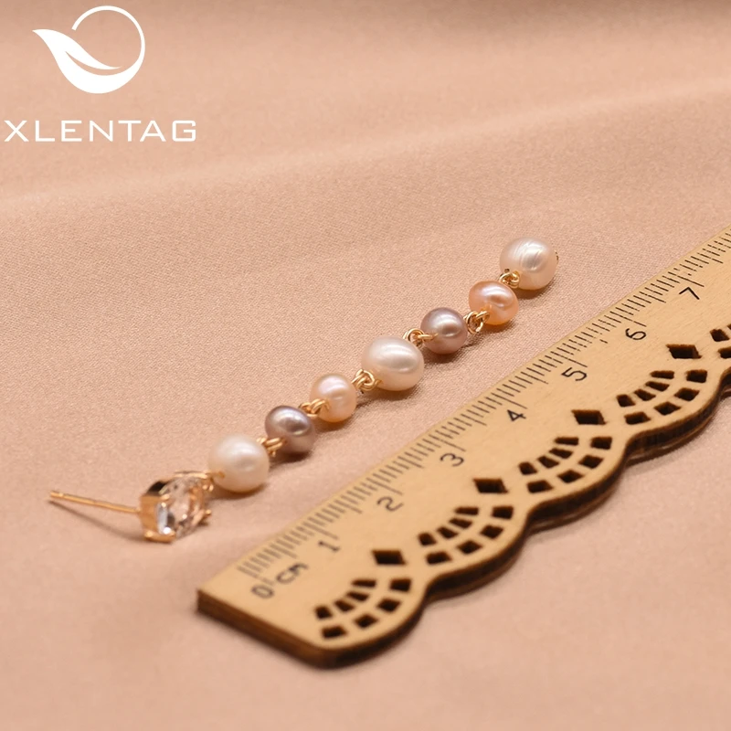 Длинные серьги XlentAg с натуральным пресноводным жемчугом для женщин девушек