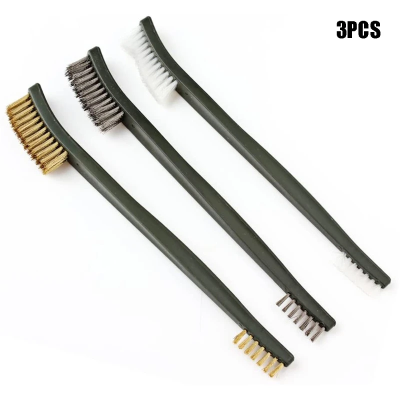 

3pcs Mini Wire Brush Set Rust Paint Metal Cleaner Cleaning Welding Slag and Rust Handy Steel/Nylon/Brass Brush Set