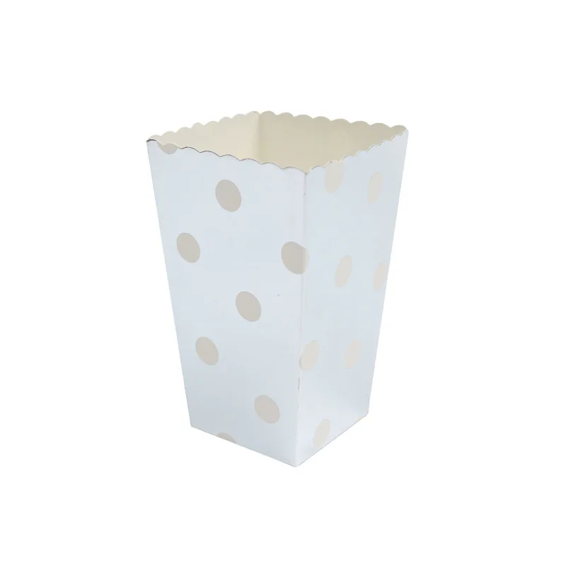 Silver Dot 6pcs 6 шт./лот, коробки для попкорна из золотистой фольги для свадебной вечеринки, украшения для детского душа, подарки на Рождество, день рождения, вечеринку - Цвет: Silver Dot 6pcs