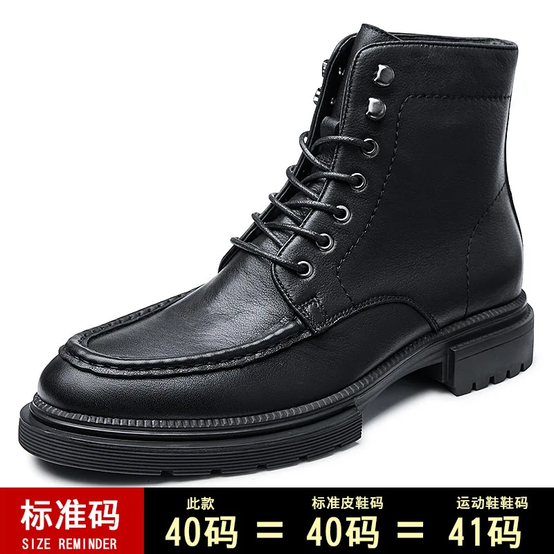 

All-match Cowhide zipper cowboy boots mens High Quality Genuine Leather chelsea boots men autumn winter British retro men shoes