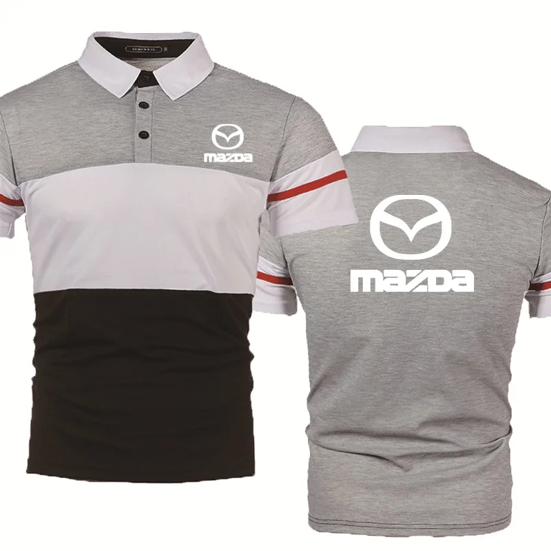 

2021 New Summer Men's short sleeve Mazda Car Logo casual Cotton Slim fit lapel-neck Polo shirt Solid color Men's short sleeve