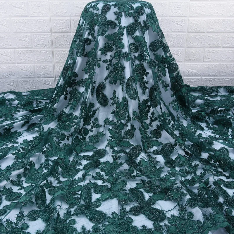 

2019 Latest Nigerian Lace Fabric 5 Yard African tulle Lace Fabric France embroidery Lace For wedding Party dress
