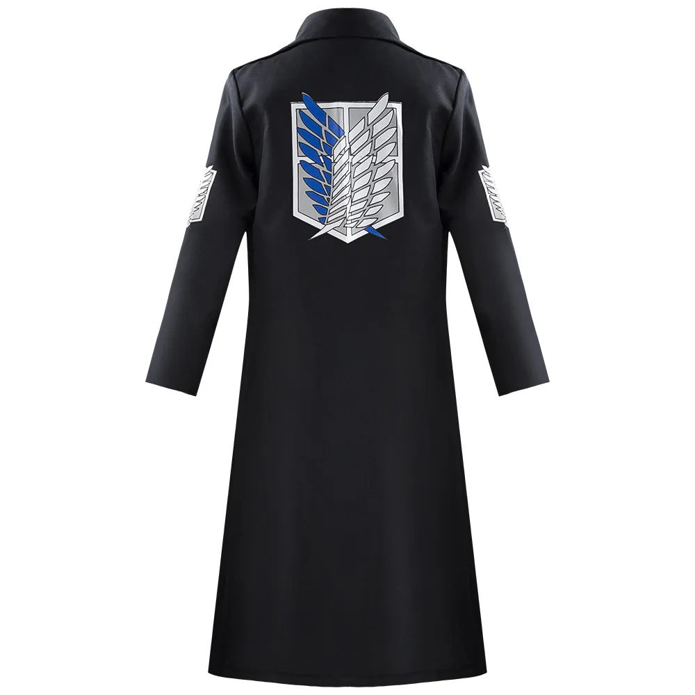 

High Quality New Attack On Titan Cosplay Costume Shingeki No Kyojin Jiyuu No Tsubasa Anime Black Long Halloween Adult Jacket